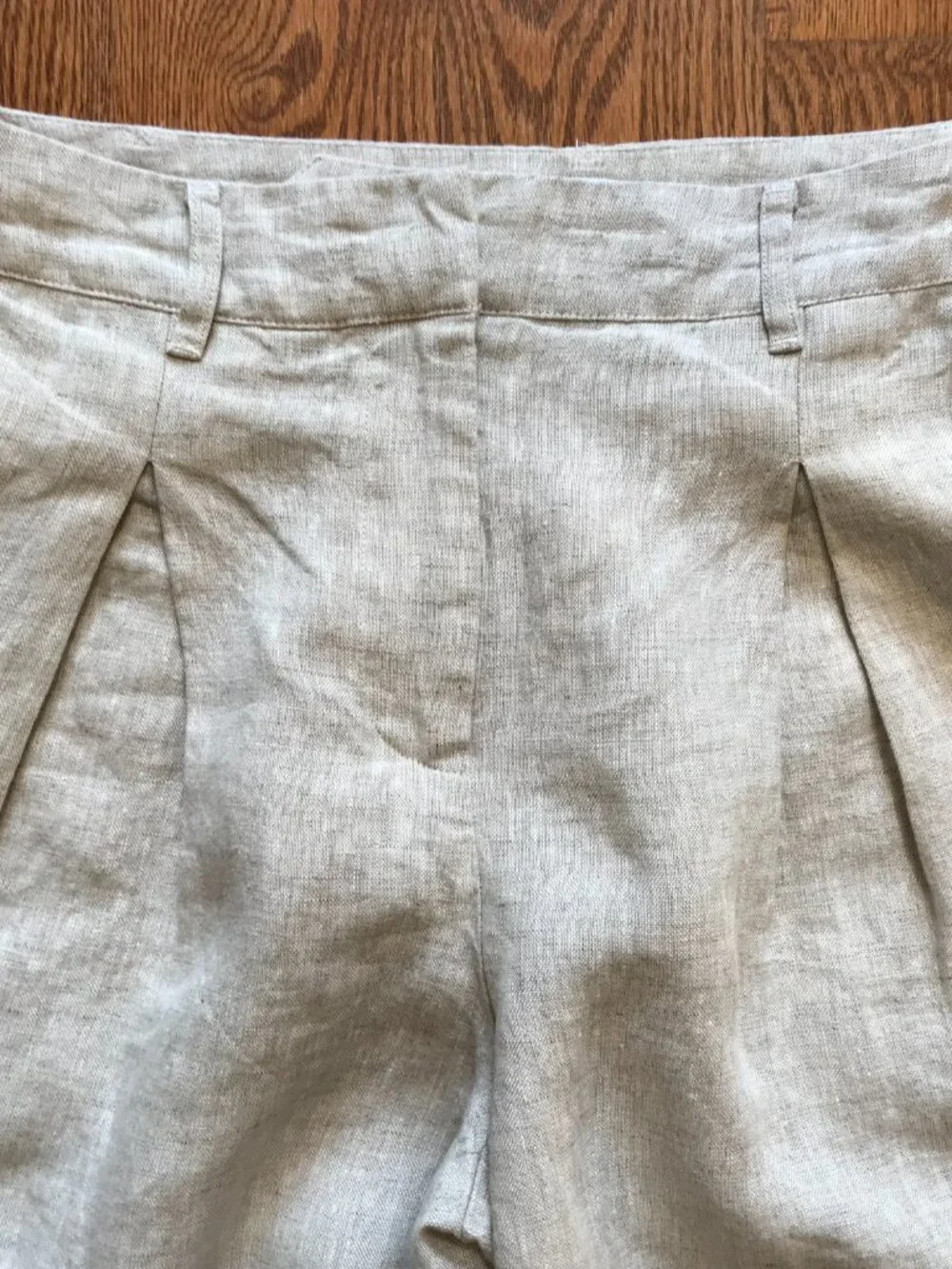 Reformation Asher Linen Wide Leg Pants Womens 6 Beige Khaki Pleated High Rise